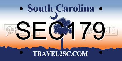 SEC179 South Carolina License Plate
