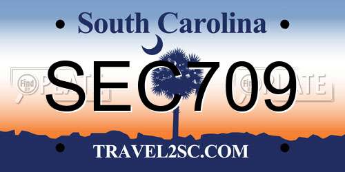 SEC709 South Carolina License Plate