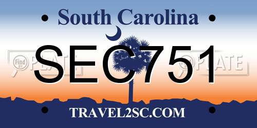SEC751 South Carolina License Plate