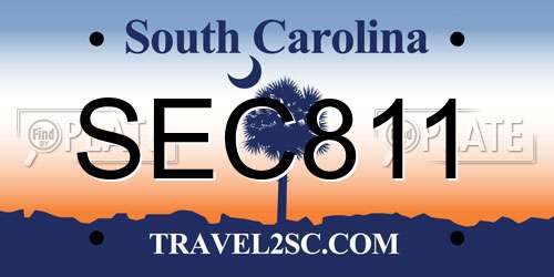 SEC811 South Carolina License Plate