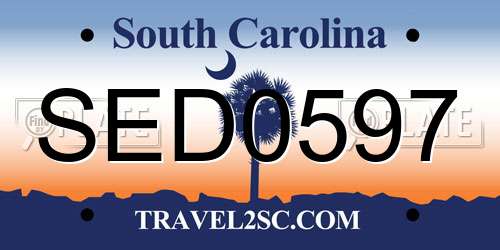 SED0597 South Carolina License Plate
