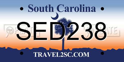 SED238 South Carolina License Plate
