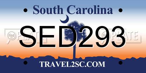 SED293 South Carolina License Plate