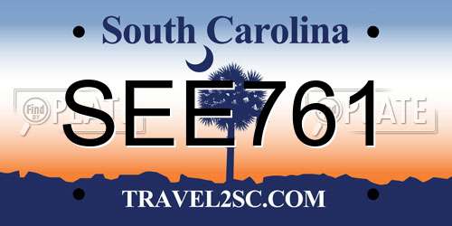 SEE761 South Carolina License Plate