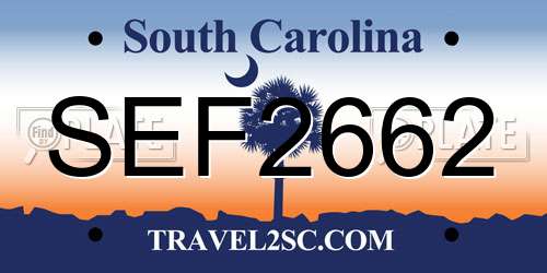 SEF2662 South Carolina License Plate