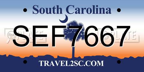 SEF7667 South Carolina License Plate