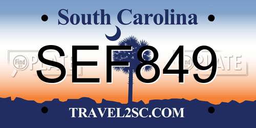 SEF849 South Carolina License Plate