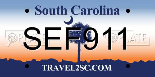 SEF911 South Carolina License Plate