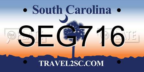 SEG716 South Carolina License Plate