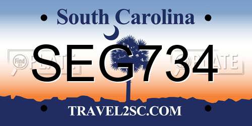 SEG734 South Carolina License Plate