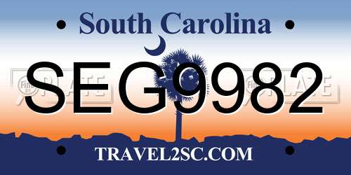 SEG9982 South Carolina License Plate