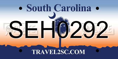 SEH0292 South Carolina License Plate