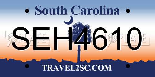 SEH4610 South Carolina License Plate