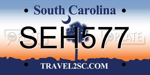 SEH577 South Carolina License Plate