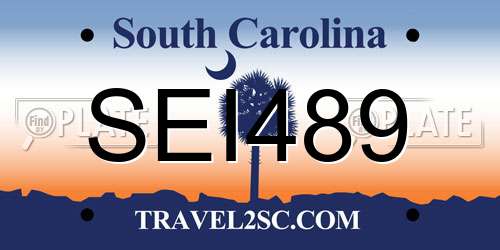 SEI489 South Carolina License Plate