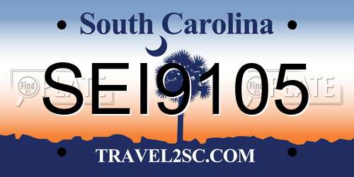 SEI9105 South Carolina License Plate