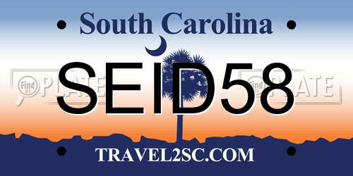 SEID58 South Carolina License Plate