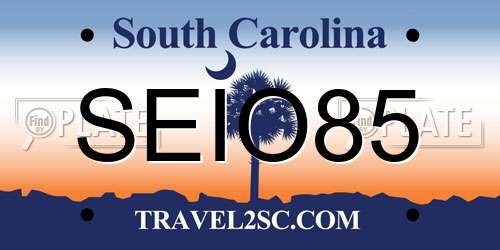 SEIO85 South Carolina License Plate