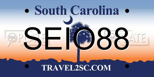 SEIO88 South Carolina License Plate