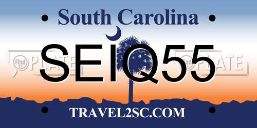 SEIQ55 South Carolina License Plate