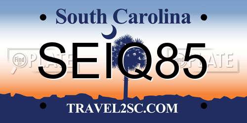 SEIQ85 South Carolina License Plate