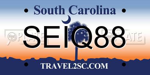 SEIQ88 South Carolina License Plate