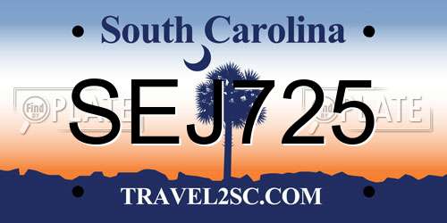 SEJ725 South Carolina License Plate