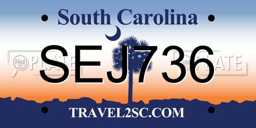 SEJ736 South Carolina License Plate