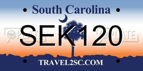 SEK120 South Carolina License Plate