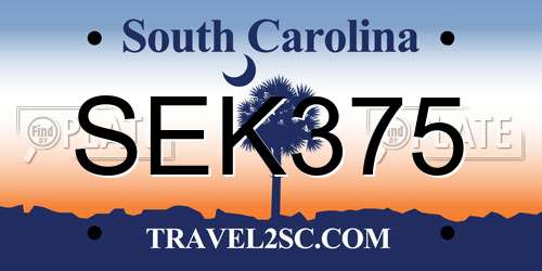 SEK375 South Carolina License Plate