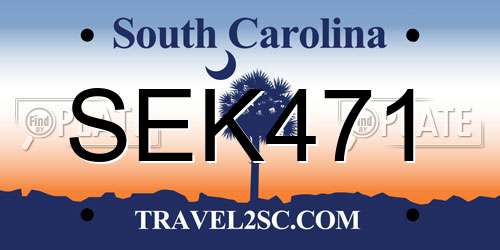SEK471 South Carolina License Plate
