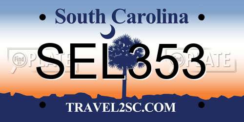 SEL353 South Carolina License Plate