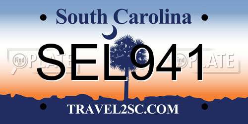 SEL941 South Carolina License Plate