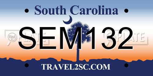 SEM132 South Carolina License Plate