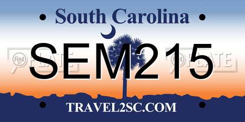 SEM215 South Carolina License Plate