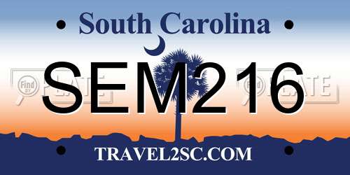 SEM216 South Carolina License Plate