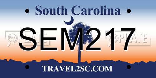 SEM217 South Carolina License Plate