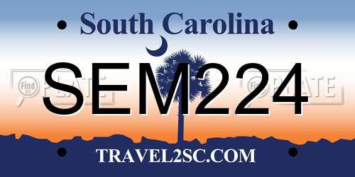 SEM224 South Carolina License Plate