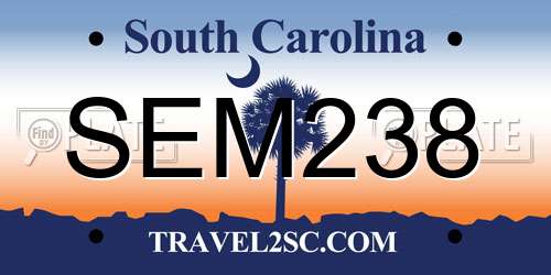 SEM238 South Carolina License Plate