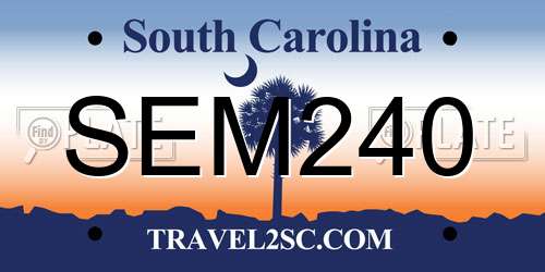 SEM240 South Carolina License Plate
