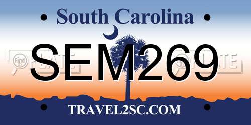 SEM269 South Carolina License Plate