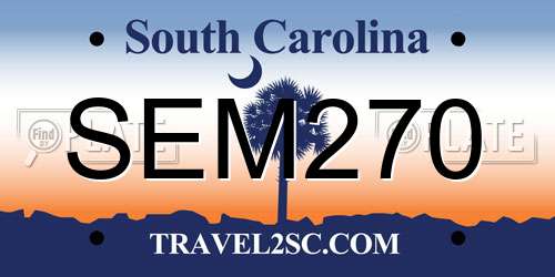 SEM270 South Carolina License Plate