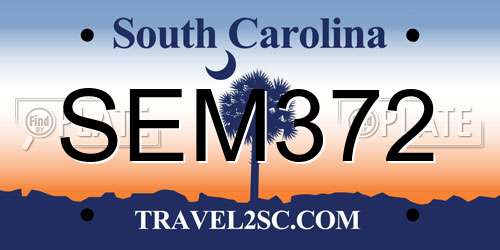 SEM372 South Carolina License Plate