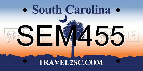 SEM455 South Carolina License Plate