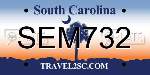 SEM732 South Carolina License Plate