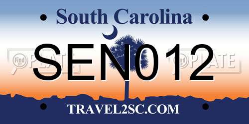SEN012 South Carolina License Plate