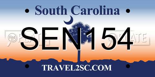 SEN154 South Carolina License Plate