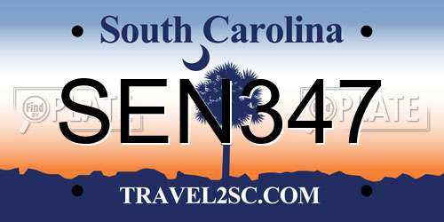 SEN347 South Carolina License Plate