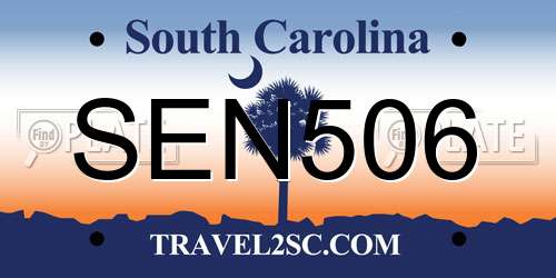 SEN506 South Carolina License Plate