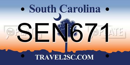 SEN671 South Carolina License Plate